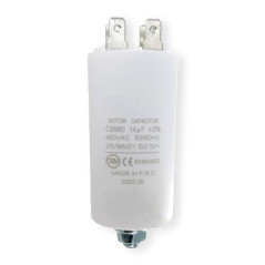DL-pro Condensateur universel 14 µF 450 V Ø 35 x 65 mm avec connecteurs AMP 6,3 mm et vis de fixation M8 CBB60 pour appareils él