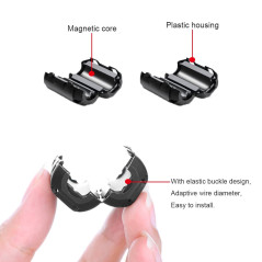Aiqeer 6 Pièces Ferrite Anneau Noyau Set, Anneau Ferrite à Clipser, EMI RFI Bruit Suppresseur Câble Clip, Filtre Haute Fréquence