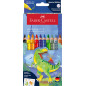 Faber-Castell 110922 - Set de crayons de couleur Jumbo Dino, 10 pièces, incassable, y compris 2 crayons métalliques et un autoco Faber-Castell 110922 - Set de crayons de couleur Jumbo Dino, 10 pièces, incassable, y compris 2 crayons métalliques et un autoco