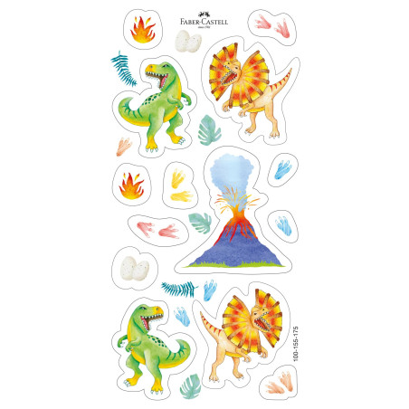 Faber-Castell 110922 - Set de crayons de couleur Jumbo Dino, 10 pièces, incassable, y compris 2 crayons métalliques et un autoco