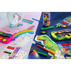 Faber-Castell 110922 - Set de crayons de couleur Jumbo Dino, 10 pièces, incassable, y compris 2 crayons métalliques et un autoco
