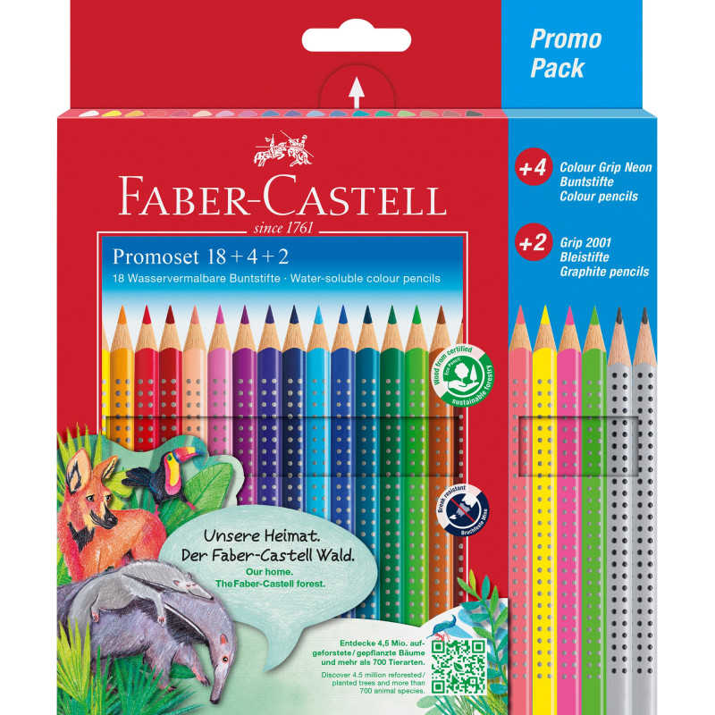 Faber-Castell 201540 - Set de crayons de couleur pour enfants et adultes, 24 pièces, triangulaires, incassables, comprenant 4 co Faber-Castell 201540 - Set de crayons de couleur pour enfants et adultes, 24 pièces, triangulaires, incassables, comprenant 4 co