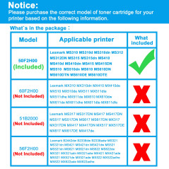 LCL Cartouche de Toner Compatible 50F2H00 50F0HA0 50F2000 50F200E 502 502E 502H 5000pages (2Noir) Remplacement pour Lexmark MS31