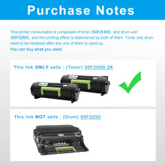 LCL Cartouche de Toner Compatible 50F2H00 50F0HA0 50F2000 50F200E 502 502E 502H 5000pages (2Noir) Remplacement pour Lexmark MS31