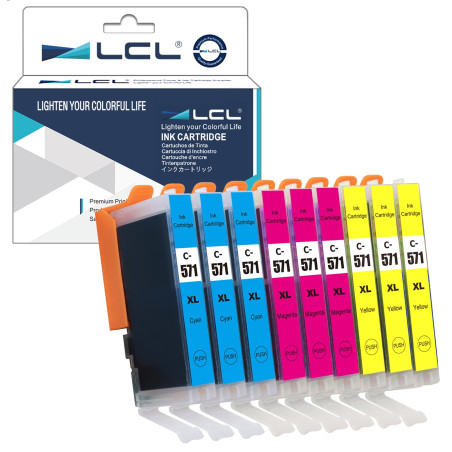 LCL Cartouche d'encre Compatible CLI-571 CLI-571XL CLI-571XLC CLI-571XLM CLI-571XLY (3Cyan 3Magenta 3Jaune) Remplacement pour Ca