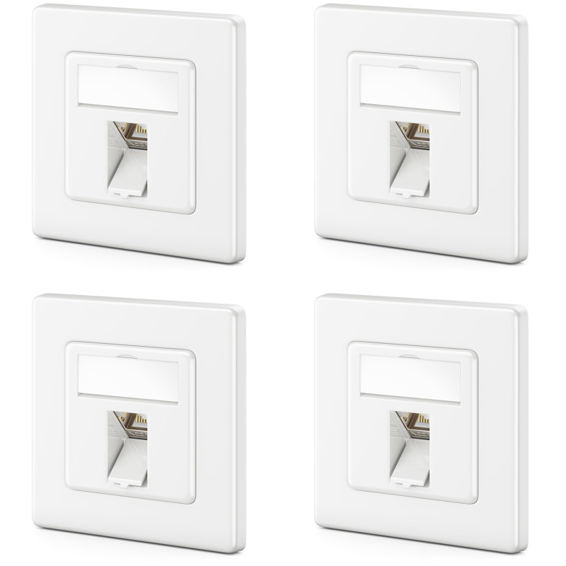deleyCON 4x Prise Réseau CAT8 Encastrable avec RJ45 Keystone - 40 Gbit/s - STP Blindée - Prise de Données pour Câbles de Raccord deleyCON 4x Prise Réseau CAT8 Encastrable avec RJ45 Keystone - 40 Gbit/s - STP Blindée - Prise de Données pour Câbles de Raccord