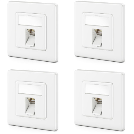deleyCON 4x Prise Réseau CAT8 Encastrable avec RJ45 Keystone - 40 Gbit/s - STP Blindée - Prise de Données pour Câbles de Raccord