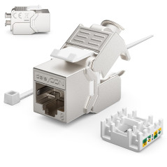 deleyCON 4x Prise Réseau CAT8 Encastrable avec RJ45 Keystone - 40 Gbit/s - STP Blindée - Prise de Données pour Câbles de Raccord