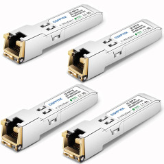 QSFPTEK 4Pack 1000BASE-T Copper SFP to RJ45 Transceiver, 1G SFP-T Module for Cisco GLC-T/GE-T, Ubiquiti UF-RJ45-1G, Meraki MA-SF