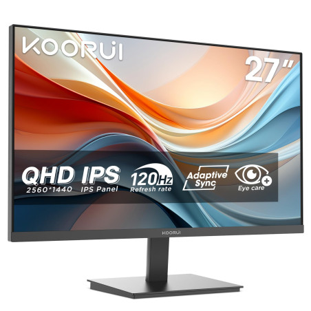 KOORUI E2721H 27 Pouces Ecran PC, QHD 2560 x 1440 120 Hz Moniteur, HDMI 2.0 DP 1.4, IPS 1 MS Adaptive Sync, inclinable de -5° à