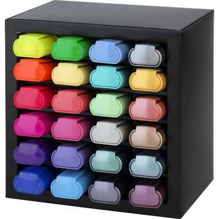 Faber-Castell 254602 Set de Bureau avec 24 Suligneurs dans une Boîte de Rangement, Surligneurs Pastel, Neóns et Métalliques, Poi