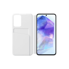 SAMSUNG Etui Housse Coque Etui Portefeuille Smart View Fenêtre Notifications pour Galaxy A55 5G Blanc