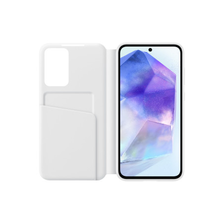SAMSUNG Etui Housse Coque Etui Portefeuille Smart View Fenêtre Notifications pour Galaxy A55 5G Blanc