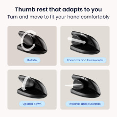 Contour Unimouse Souris Ergonomique | Inclinaison réglable de 35° à 70°, 6 Boutons programmables, Repose-Pouce pour soulager Les