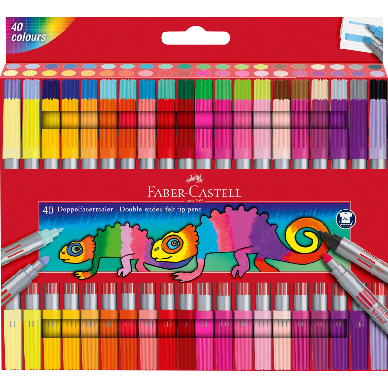 Faber-Castell 151140 - Coffret de feutres avec 40 feutres doubles pour enfants et adultes Faber-Castell 151140 - Coffret de feutres avec 40 feutres doubles pour enfants et adultes