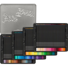 Faber-Castell 116490 Black Edition 100 Crayons de Couleur dans une Boîte en Métal, Résistants à la Rupture, Prise en Main Ergono