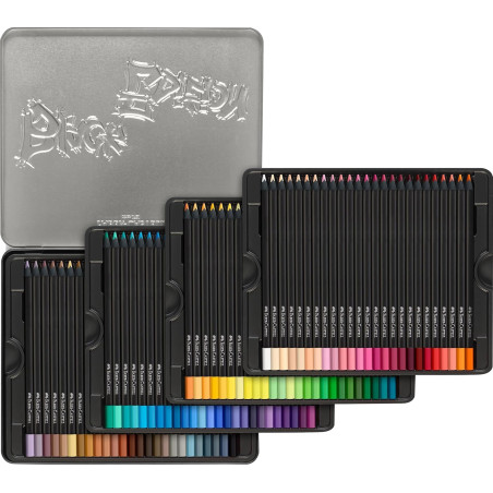 Faber-Castell 116490 Black Edition 100 Crayons de Couleur dans une Boîte en Métal, Résistants à la Rupture, Prise en Main Ergono