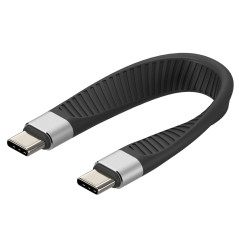 Techly ICOC-USBC-FL-U4 câble USB USB4 Gen 2x2 0,124 m Noir