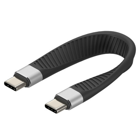 Techly ICOC-USBC-FL-U4 câble USB USB4 Gen 2x2 0,124 m Noir