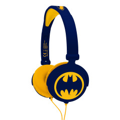 Lexibook, Batman, Casque Audio stéréo Enfant, Puissance sonore limitée, Pliable et Ajustable, Bleu/Orange, HP015BAT