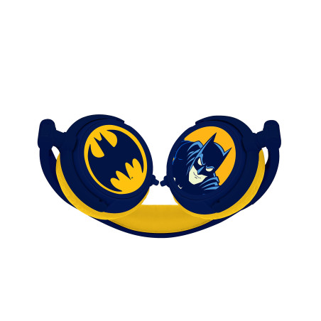 Lexibook, Batman, Casque Audio stéréo Enfant, Puissance sonore limitée, Pliable et Ajustable, Bleu/Orange, HP015BAT