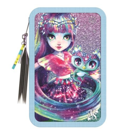 Trousse 3 Compartiments Isadora Nebulous Stars Avec Accessoires Coloriage et Dessin Crayons, Feutres, Règle, Ciseau - Enfants à