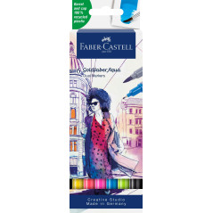 Faber-Castell 164606 - Goldfaber Aqua Dual Marker, avec pointe pinceau et pointe fineliner, étui de 6 pièces
