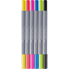 Faber-Castell 164606 - Goldfaber Aqua Dual Marker, avec pointe pinceau et pointe fineliner, étui de 6 pièces