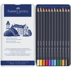Faber-Castell 114712 - Crayons de couleur avec mine de craie grasse permanente Goldfaber, coffret de 12 pièces