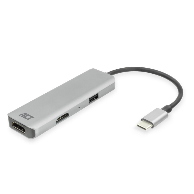 ACT Adaptateur USB C HDMI avec boîtier en Aluminium, 4k @ 30Hz Dual HDMI, Port USB 3.0 5 Gbps, pour connecter 2 moniteurs supplé ACT Adaptateur USB C HDMI avec boîtier en Aluminium, 4k @ 30Hz Dual HDMI, Port USB 3.0 5 Gbps, pour connecter 2 moniteurs supplé