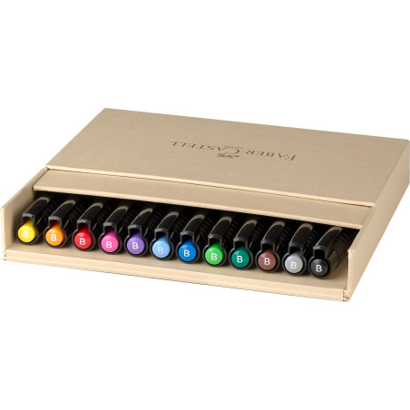 Faber-Castell 167190 - Pitt Artist Pen Brush ink pens, 12-piece studio box, brush pen set