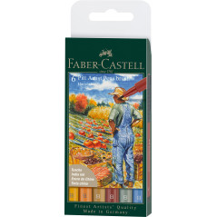 Faber-Castell 167179 - Crayon à encre de Chine Pitt Artist Pen, Automne, B, étui de 6 pièces