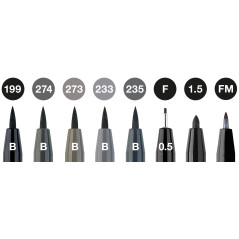 Faber-Castell 167171 - Crayon à encre de Chine Pitt Artist Pen, Black & Grey, B, F, 1.5, FM, étui de 8 pièces
