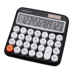 GENIE 612 BK Calculatrice de Bureau à 12 Chiffres avec Double Alimentation (Solaire et Batterie) Noir