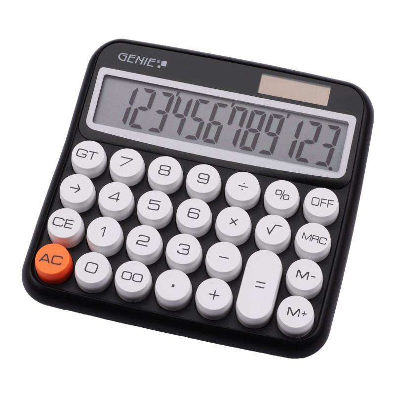 GENIE 612 BK Calculatrice de Bureau à 12 Chiffres avec Double Alimentation (Solaire et Batterie) Noir GENIE 612 BK Calculatrice de Bureau à 12 Chiffres avec Double Alimentation (Solaire et Batterie) Noir