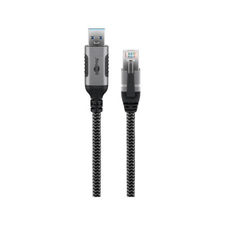 goobay 1,5m LAN-USB Câble 1 Gbit Transfert de données - USB A 3.0 vers RJ45 Ethernet Le câble CAT 6 connecte le routeur et l’ord