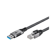 goobay 1,5m LAN-USB Câble 1 Gbit Transfert de données - USB A 3.0 vers RJ45 Ethernet Le câble CAT 6 connecte le routeur et l’ord