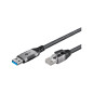 goobay 1,5m LAN-USB Câble 1 Gbit Transfert de données - USB A 3.0 vers RJ45 Ethernet Le câble CAT 6 connecte le routeur et l’ord