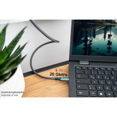 Good Connections Câble USB 4.0 Gen 2 x 2 (20 Gbit/s, 100 W, 8 K @ 30 Hz), connecteur USB-C™ vers connecteur USB-C™, anthracite, 