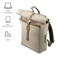 Hama Sac à Dos Roll Top Silvan 21 à 29L (Sac à dos Femmes Hommes, Backpack pour Ordinateur 16.2"/41cm, Sac à Dos Etudes Voyage S