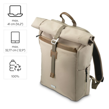 Hama Sac à Dos Roll Top Silvan 21 à 29L (Sac à dos Femmes Hommes, Backpack pour Ordinateur 16.2"/41cm, Sac à Dos Etudes Voyage S