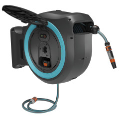 Gardena Dévidoir mural PowerRoll XL Ready-to-use-Set: Dévidoir automatique avec 40 m de tuyau d'arrosage, guide-tuyau et technol