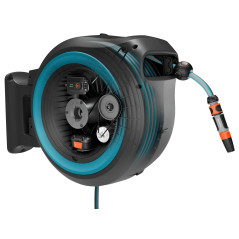 Gardena Dévidoir mural PowerRoll XL Ready-to-use-Set: Dévidoir automatique avec 40 m de tuyau d'arrosage, guide-tuyau et technol