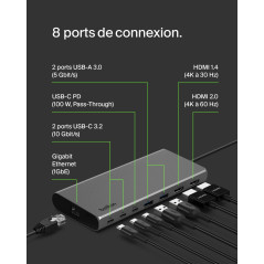 Belkin Connect Station d'accueil USB-C 8-en-1 Dock Core (Affichage Double, Technologie Silicon Motion, Mac, Windows, Chromebook,