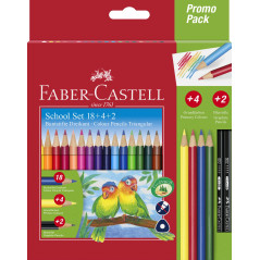 Faber-Castell 201597 - Set de crayons de couleur Colour Grip triangulaires, 24 pièces, crayons à papier inclus, pour enfants et