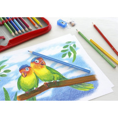 Faber-Castell 201597 - Set de crayons de couleur Colour Grip triangulaires, 24 pièces, crayons à papier inclus, pour enfants et