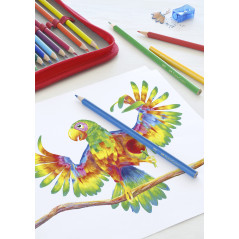 Faber-Castell 201597 - Set de crayons de couleur Colour Grip triangulaires, 24 pièces, crayons à papier inclus, pour enfants et 