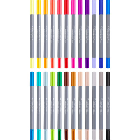 Faber-Castell 164624 - Goldfaber Aqua Dual Marker, avec pointe pinceau et pointe fineliner, étui de 24 pièces