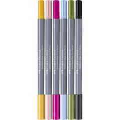 Faber-Castell 164524 - Goldfaber Aqua Dual Marker, Lettering, avec pointe pinceau et pointe fineliner, étui de 6 pièces