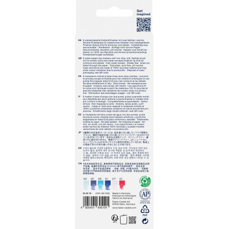 Faber-Castell 164519 - Goldfaber Aqua Dual Marker, Sea, avec pointe pinceau et pointe Fineliner, étui de 6 pièces
